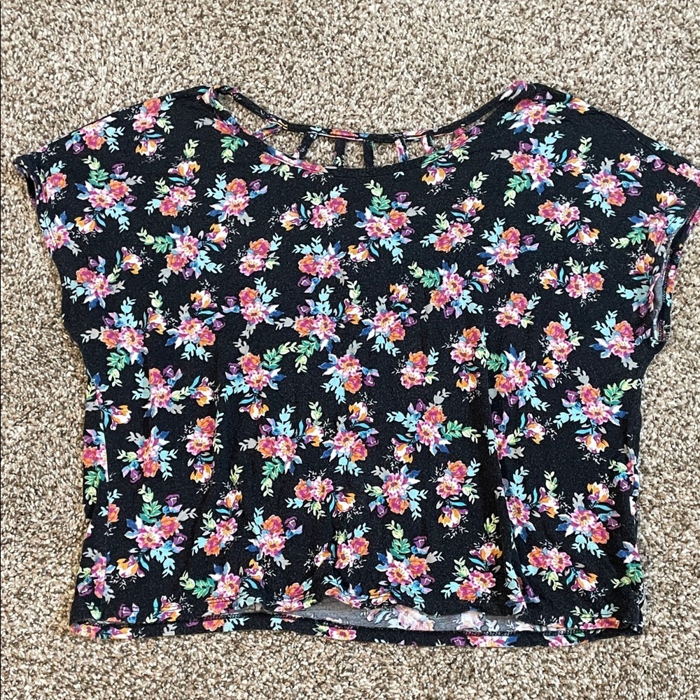 Forever 21 Black Floral Blouse